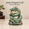 Pureplinth™ Jade Dragon Coil – Ceramic Dragon & Cloud Pearl Figurine
