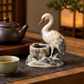 Pureplinth™ Moonwell Crane – Ceramic Crane & Ancient Well Figurine