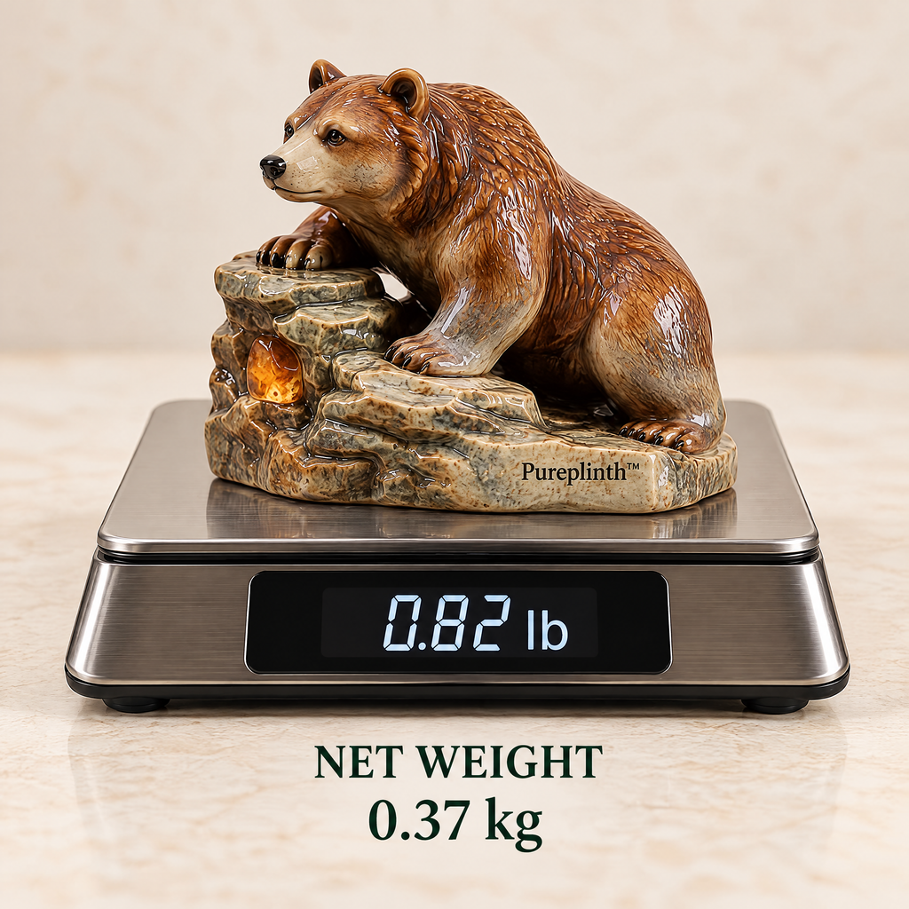 Pureplinth™ Amber Cliff Bear – Ceramic Bear & Amber Cliff Figurine