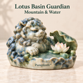 Pureplinth™ Lotus Basin Guardian – Ceramic Lion & Lotus Basin Figurine