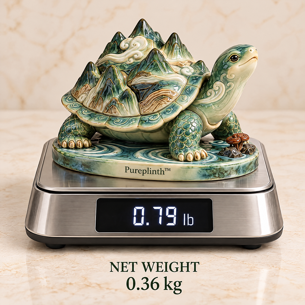 Pureplinth™ Emerald Cloud Turtle – Ceramic Turtle & Mountain Shell Figurine