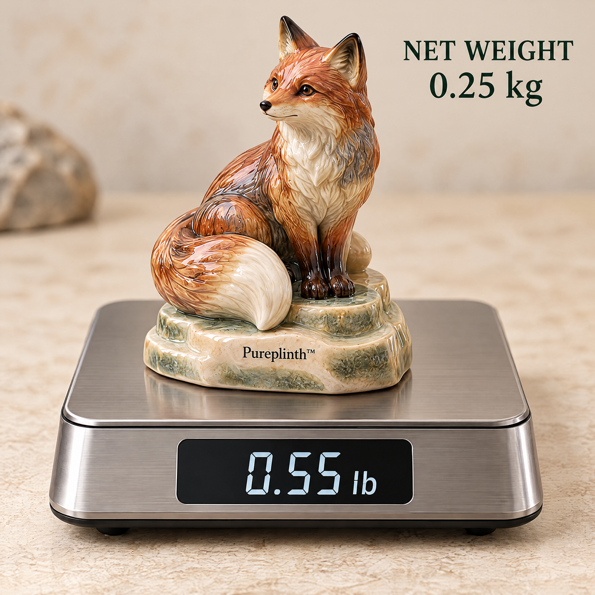 Pureplinth™ Cloudstep Fox – Ceramic Fox & Cloud Step Figurine