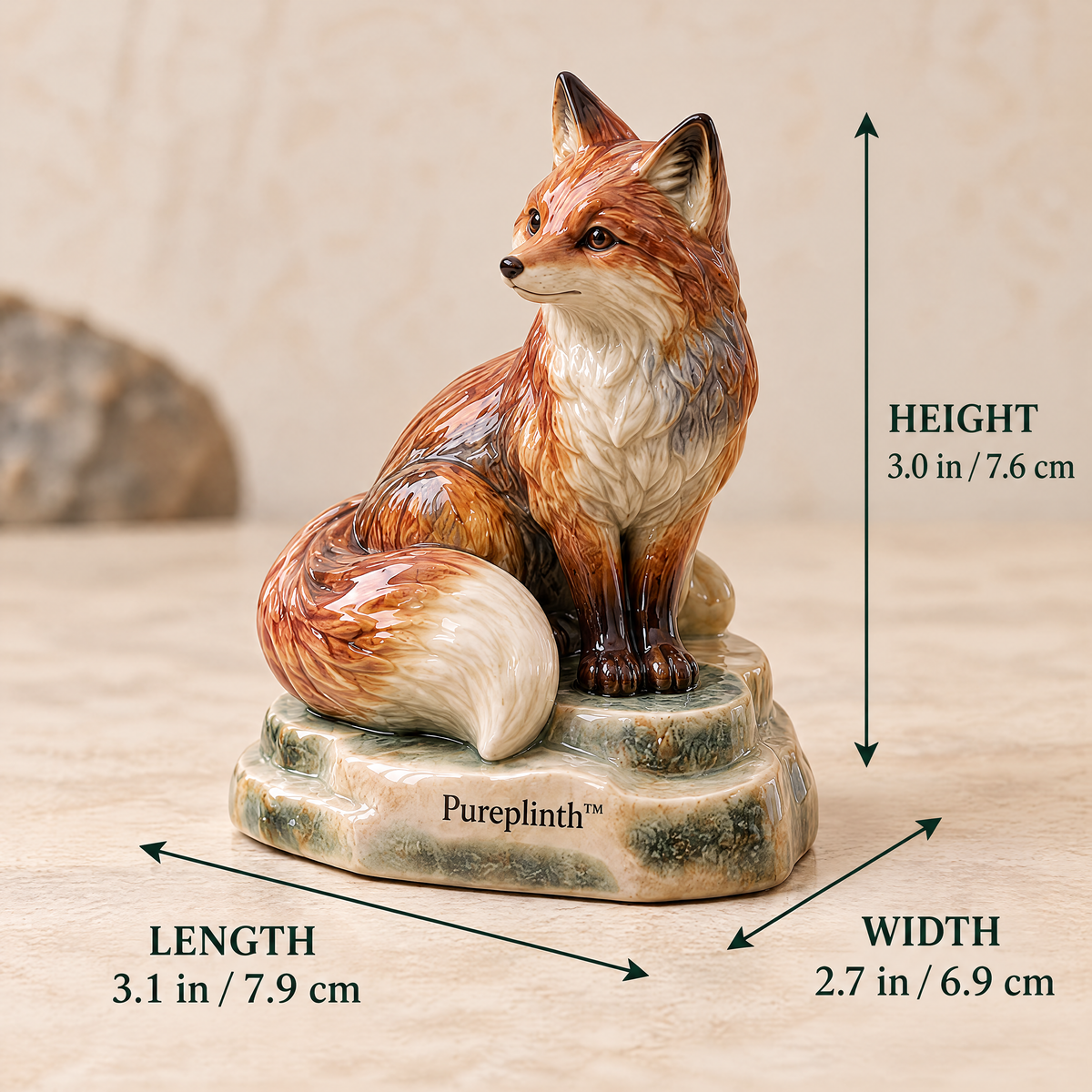 Pureplinth™ Cloudstep Fox – Ceramic Fox & Cloud Step Figurine