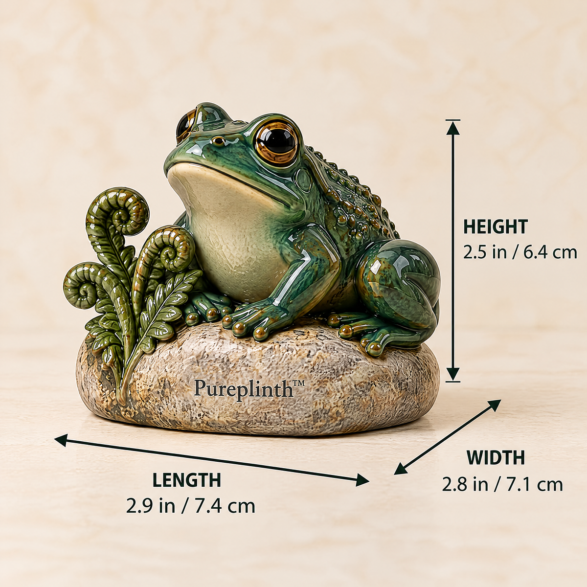 Pureplinth™ Fernstone Frog – Ceramic Frog & Fern Tea Pet