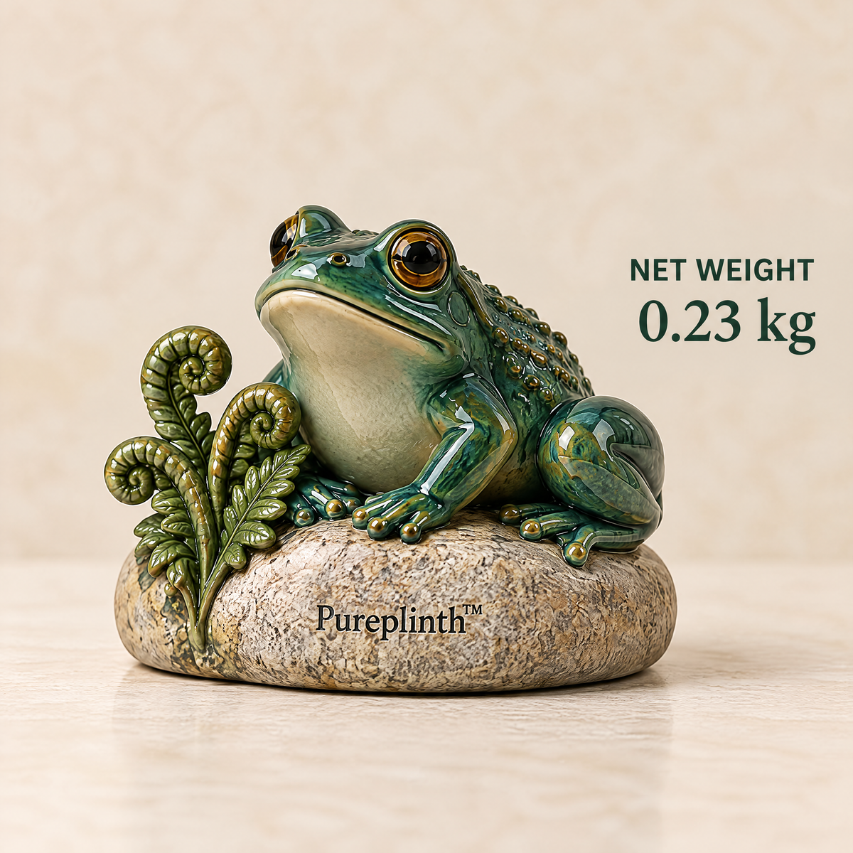 Pureplinth™ Fernstone Frog – Ceramic Frog & Fern Tea Pet