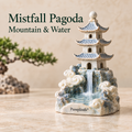 Pureplinth™ Mistfall Pagoda – Ceramic Pagoda & Waterfall Figurine